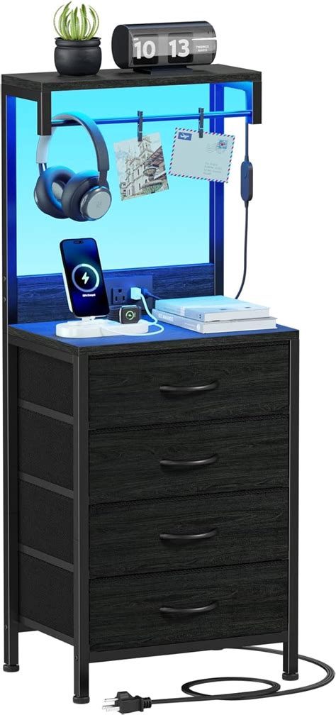 Amazon Furnulem Tall Nightstand With Charging Station Night