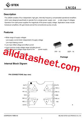 LM324 Datasheet(PDF) - Estek Electronics Co. Ltd