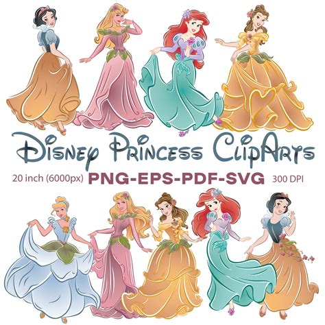 Disney Princess SVG, Disney Princess Clipart, Disney Princes - Inspire ...