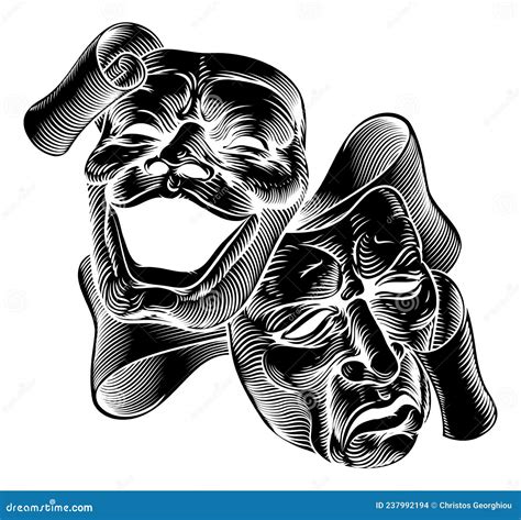 Theater Or Theatre Drama Comedy And Tragedy Masks Vector Illustration