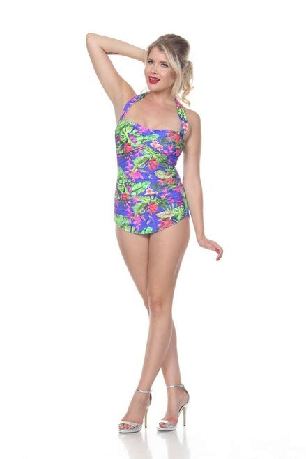 Esther Williams Classic Sheath Burning Love Rose Pinup Swimsuit One