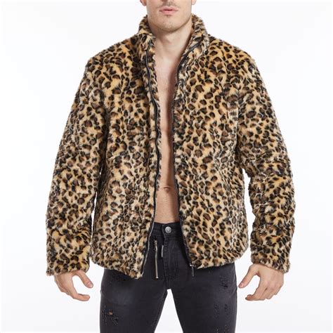 Zunfeo Faux Fur Coat For Men Lapel Winter Plush Jacket Long