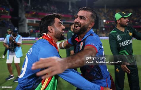 Rashid Khan And Hashmatullah Shahidi Of Afghanistan Celebrate After News Photo Getty Images