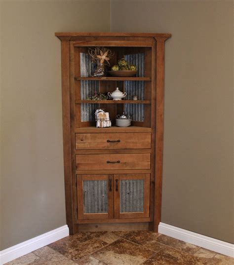 Rustic Corner Cabinet Reclaimed Barn Wood W Barn Tin 6202