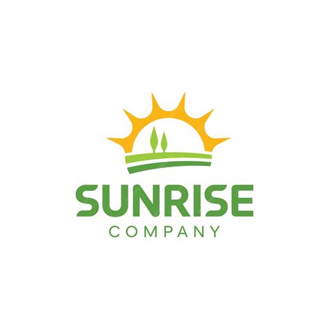 Premium Vector Simple Art Style Sun Sunrise With Greenfield Land