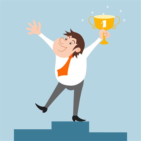 Businessman character won trophy 460545 Vector Art at Vecteezy