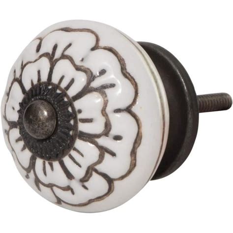 Boutons de meuble en céramique et porcelaine blanche 40 mm Style maison