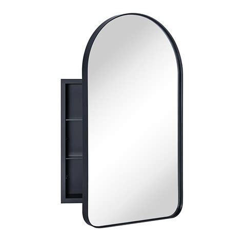 Eghome Matt Black Arched Recessed Bathroom Medicine Cabinet With Mirror