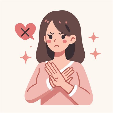 vector ilustración de mujer diciendo No negación gesto dibujos animados