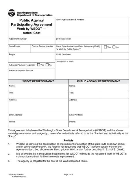 Fillable Online Wsdot Wa Dot Form Public Agency Participating