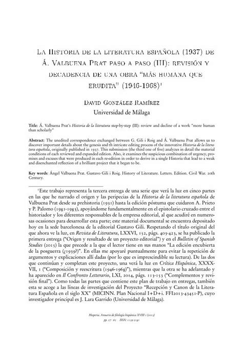 PDF La Historia de la literatura española 1937 de Á hesperia