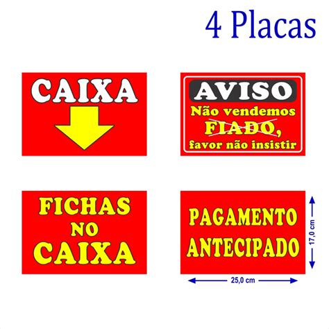 Placas De Sinaliza O Em Pvc Caixa Aviso N O Vendemos Fiado Fichas