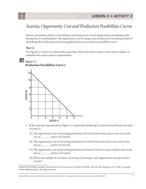 Opportunity Cost And PPC 1 Microeconomics LESSON 2 ACTIVITY 2