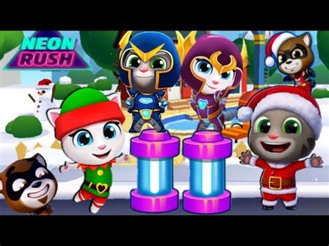 Talking Tom Gold Run Neon Rush Event Santa Tom Vs Elf Angela Vs HYPER