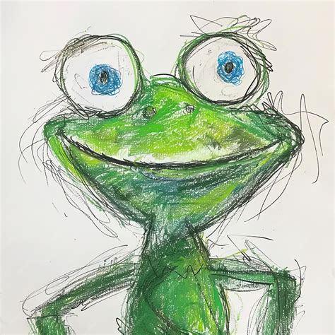 Premium Photo | A drawing of a green frog with big eyes