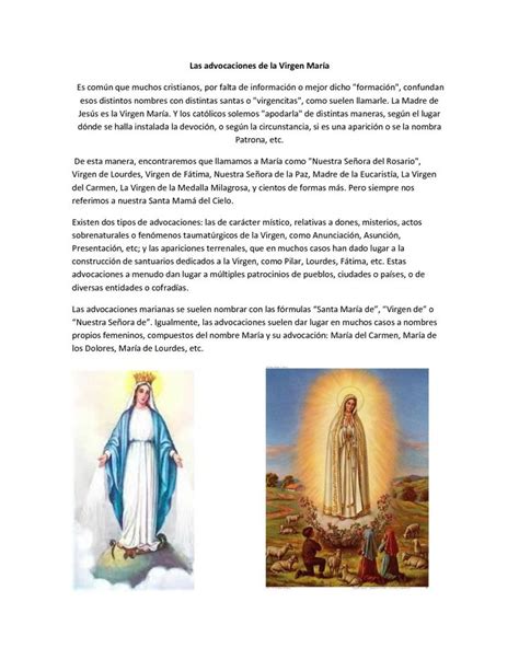 Las Advocaciones De La Virgen María Virgen maría Virgen maria