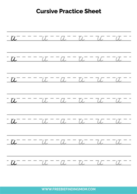 Free Printable Cursive Alphabet Practice Sheets: Lowercase U