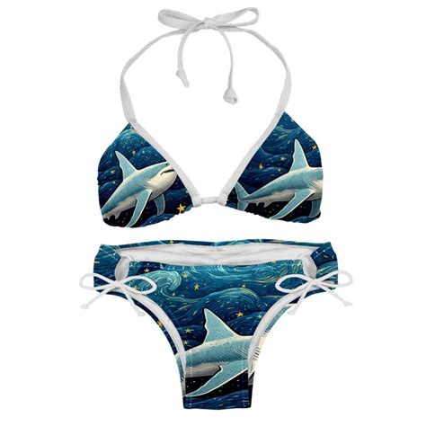 Starry Shark Detachable Sponge Adjustable Strap Bikini Set Two Pack