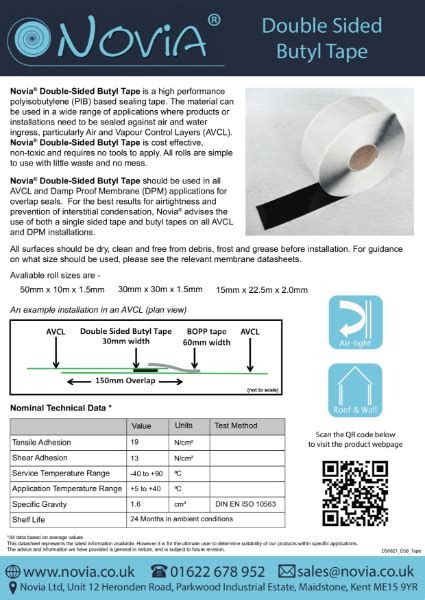 Novia Double Sided Butyl Tape Novia Ltd NBS Source