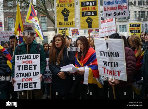 London England UK 10th March 2017 Hundreds Of Tibetans Protests