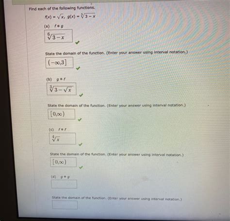 Solved Find Each Of The Following Functions F X Vx G X Chegg