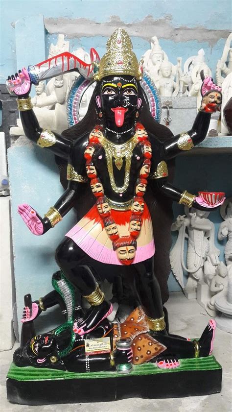 Multicolor Traditional Black Marble Maa Kali Statue For Temple Size