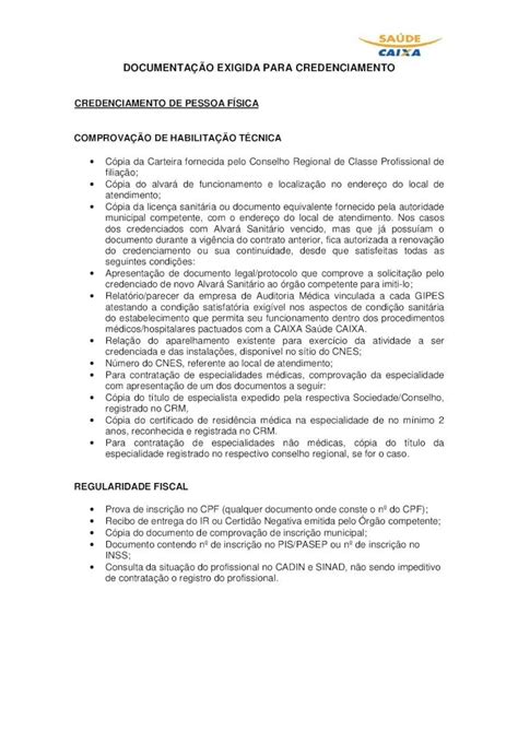 Pdf Documenta O Exigida Para Sa De Caixa