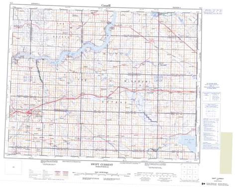 Printable Topographic Map Of Swift Current 072J SK