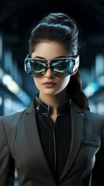 Premium Ai Image Woman With Smart Glasses Futuristic Technology Ar