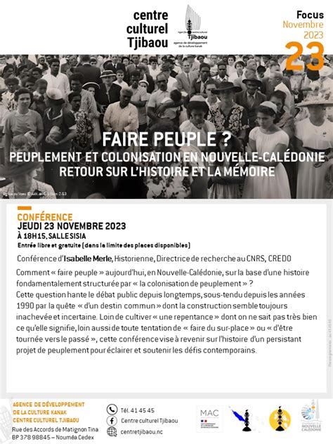 CREDO Conférence d Isabelle Merle Faire le peuple Peuplement et