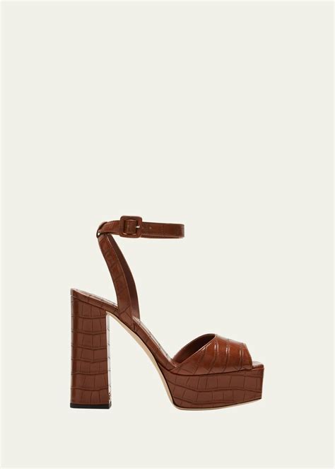 Buy Giuseppe Zanotti Croco Ankle Strap Platform Sandals Wood At