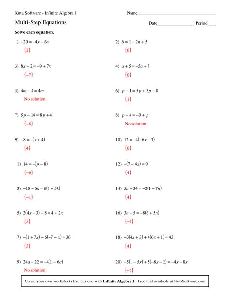 Multi Step Equations ©k L 2 T 011 K 2 U Kkiuutua 7 Qs 7 Ocfotbwmadrlel Ulxl 5 C 8 H 4 2 Aaldl