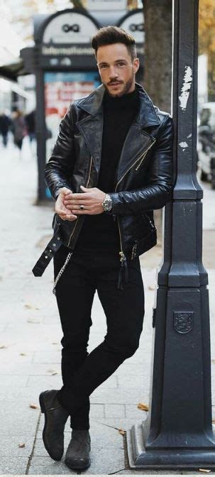 Guys Heres How To Wear A Leather Jacket Black Outfit Men Leather