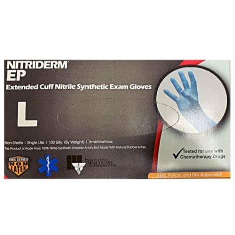 Glove Nitrile Ep Blue Extended Cuff Large Box Telli Industries