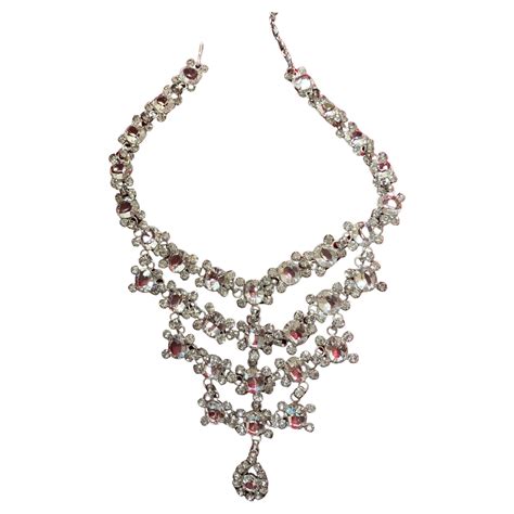 Vintage Open Back Rhinestone Bib Necklace 1950s For Sale At 1stDibs