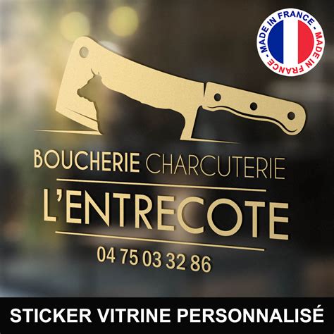 Stickers Boucherie Couperet Boeuf Vitrine Autocollant Pro