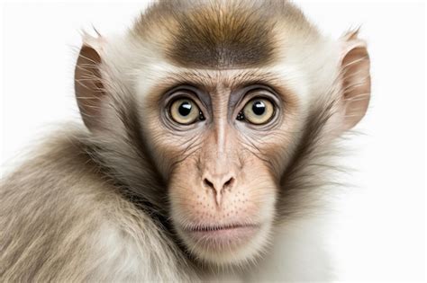 Premium Photo Close Up Of Macaque White Background Generative Ai Aig