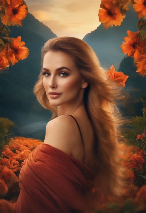 A Woman With Long Blonde Hair Standing In A Field Of Flowers Seaart Ai