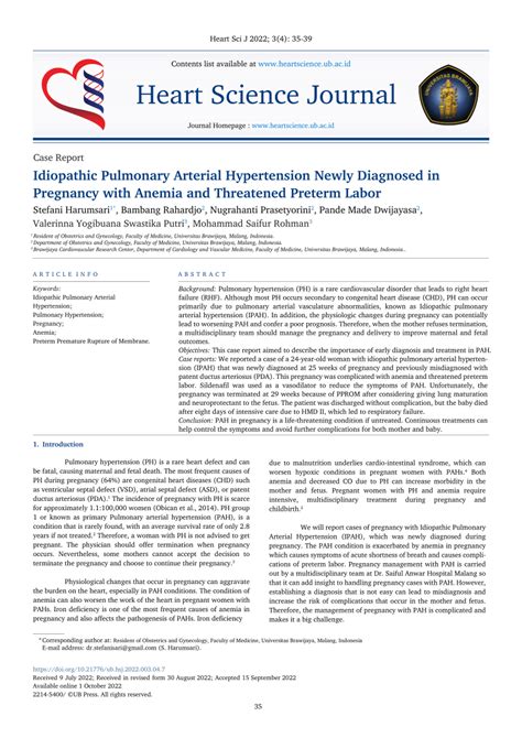 PDF Idiopathic Pulmonary Arterial Hypertension Newly Diagnosed In