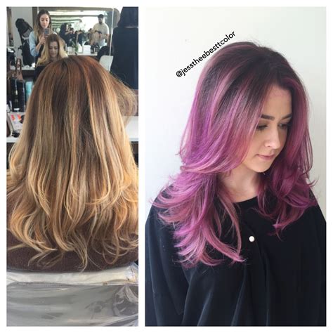 Purple Pink Balayage Ombré By Jessica Balayage Hair Blonde Long Brunette Balayage Hair Medium