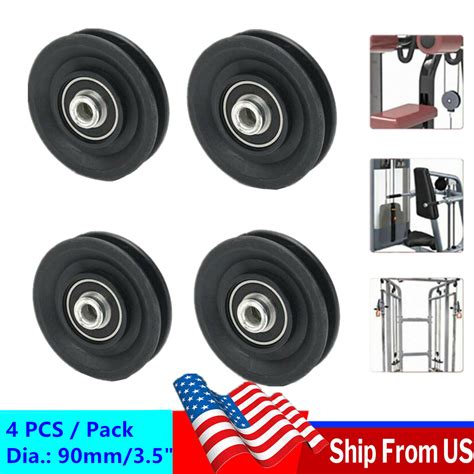 4Pcs 3 5 90mm Nylon Bearing Pulley Wheel Cable Gym Fitness Equipment