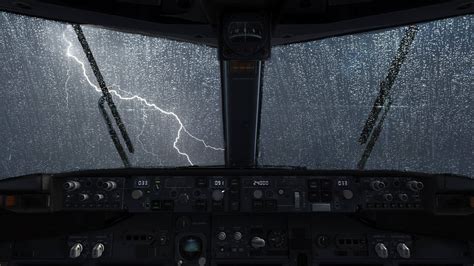 Airplane Lightning Rain Water On Glass Boeing 737 Aircraft Storm ...