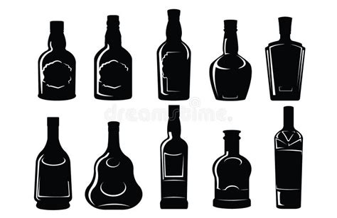 Kind Of Silhouette Liquor Bottle Set 2 Of 3 Stock Vector Illustration Of Spirits Famous