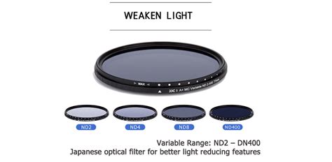 JJC A 77mm Variable ND Neutral Density Filter ND2 ND400 Filter F