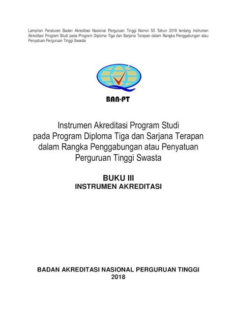 Pdf Instrumen Akreditasi Prodi Baru Program Diploma Perguruan