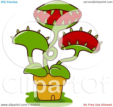 Cartoon Of A Potted Venus Fly Trap Plant Royalty Free Vector Clipart