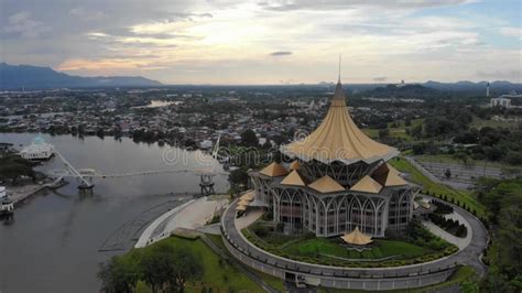 Aerial View Of Dewan Undangan Negeri Sarawak Stock Footage Video Of