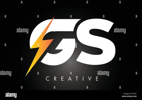 Gs Letter Logo Design With Lighting Thunder Bolt Electric Bolt Letter