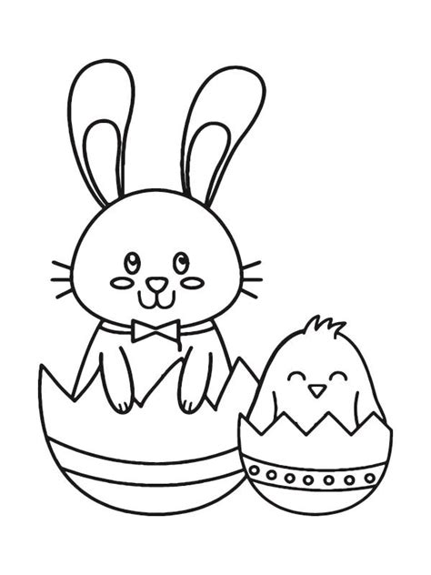 Easter Bunny and Chick Coloring Page - Free Printable Coloring Pages for Kids