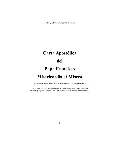 Carta Apostolica Misericordia Et Misera Papa Frabcisco Pdf